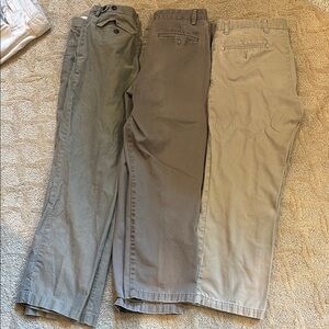 LOT of 3 Men's Casual Pants darker neutral khaki tones
